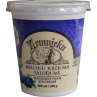 "Farmer`s" blueberry ice cream (made from sweet cream) in plastic cup with spoon 200 ml