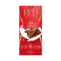 RED DELIGHT NO ADDED SUGAR REDUCED CALORIES MILK CHOCOLATE. WITH SWEETENERS. 26G